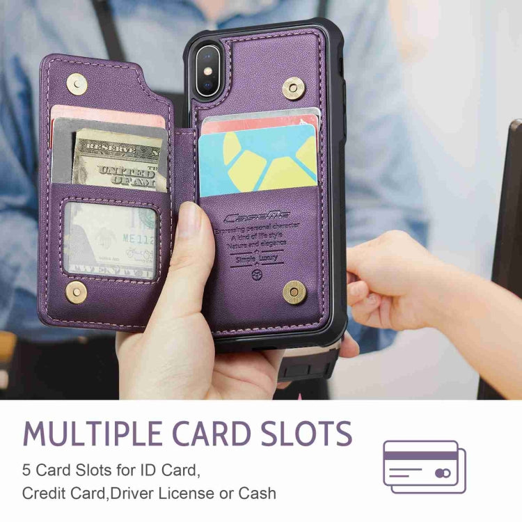 For iPhone XS Max CaseMe C22 Card Slots Holder RFID Anti-theft Phone Case(Purple) - free shipping - PMC Jewellery - Order now!