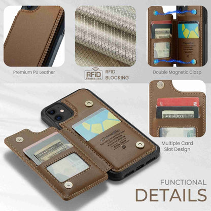 For iPhone 11 CaseMe C22 Card Slots Holder RFID Anti-theft Phone Case(Brown) - iPhone 11 Cases by CaseMe | Online Shopping South Africa | PMC Jewellery | Buy Now Pay Later Mobicred