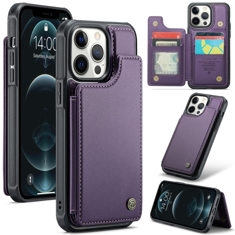 For iPhone 12 Pro Max CaseMe C22 Card Slots Holder RFID Anti-theft Phone Case(Purple) - iPhone 12 Pro Max Cases by CaseMe | Online Shopping South Africa | PMC Jewellery | Buy Now Pay Later Mobicred