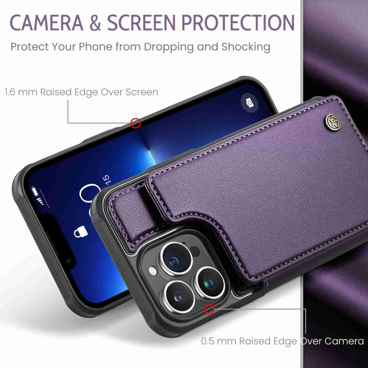 For iPhone 13 Pro CaseMe C22 Card Slots Holder RFID Anti-theft Phone Case(Purple) - free shipping - PMC Jewellery - Order now!