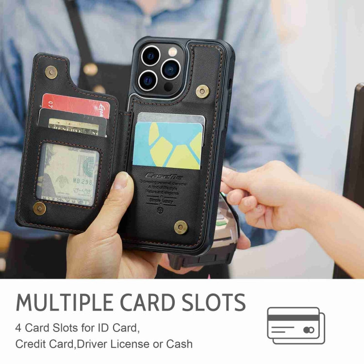 For iPhone 13 Pro CaseMe C22 Card Slots Holder RFID Anti-theft Phone Case(Black) - free shipping - PMC Jewellery - Order now!