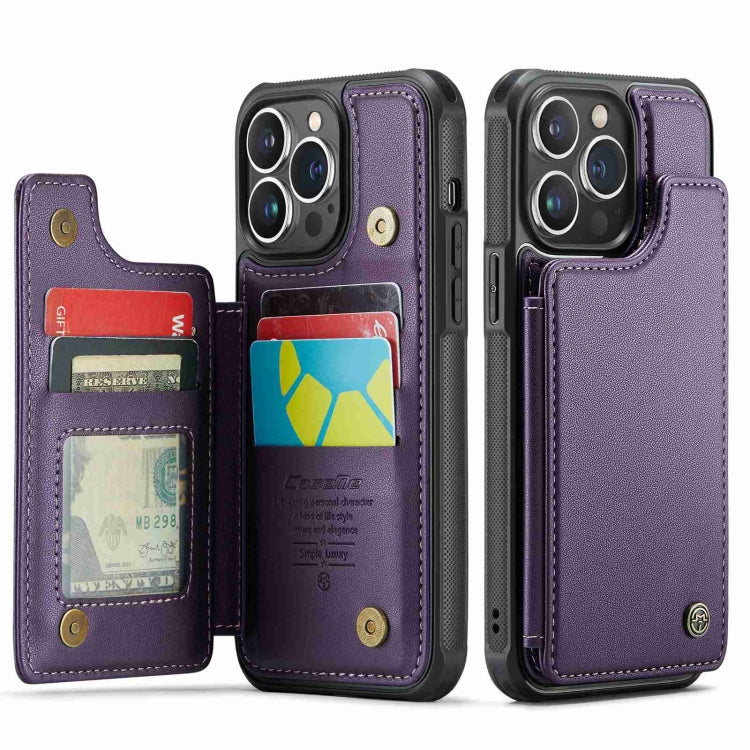 For iPhone 13 Pro Max CaseMe C22 Card Slots Holder RFID Anti-theft Phone Case(Purple) - free shipping - PMC Jewellery - Order now!