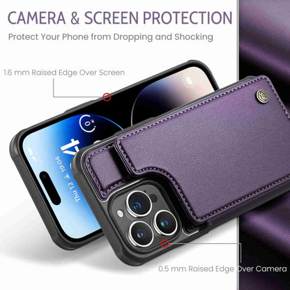 For iPhone 14 Pro CaseMe C22 Card Slots Holder RFID Anti-theft Phone Case(Purple) - iPhone 14 Pro Cases by CaseMe | Online Shopping South Africa | PMC Jewellery | Buy Now Pay Later Mobicred