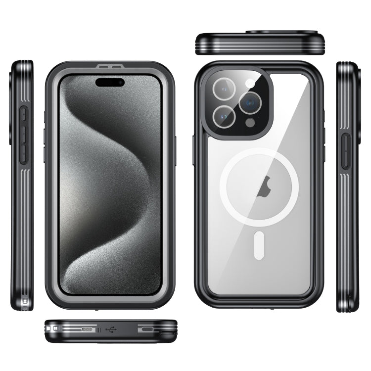 For iPhone 15 Pro Max IP68 Waterproof MagSafe Magnetic Phone Case(Black) - iPhone 15 Pro Max Cases by PMC Jewellery | Online Shopping South Africa | PMC Jewellery