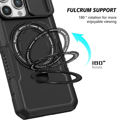 For iPhone 15 Pro Sliding Camshield Magsafe Holder TPU Hybrid PC Phone Case(Black) - iPhone 15 Pro Cases by PMC Jewellery | Online Shopping South Africa | PMC Jewellery