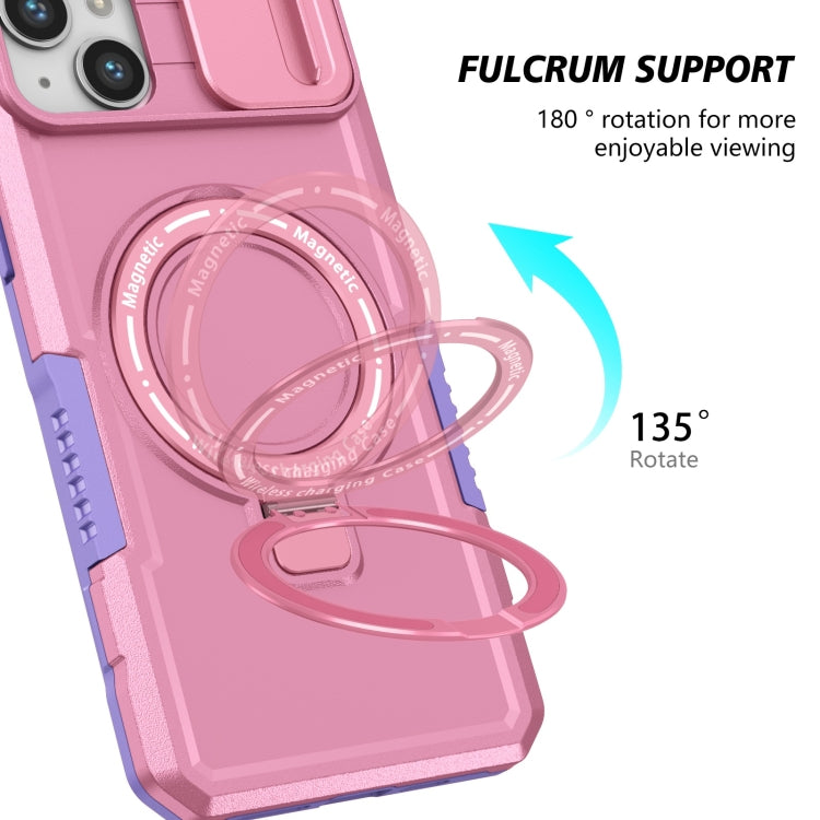 For iPhone 15 Plus Sliding Camshield Magsafe Holder TPU Hybrid PC Phone Case(Purple Pink) - iPhone 15 Plus Cases by PMC Jewellery | Online Shopping South Africa | PMC Jewellery