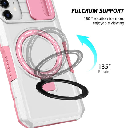 For iPhone 12 Sliding Camshield Magsafe Holder TPU Hybrid PC Phone Case(Pink White) - iPhone 12 / 12 Pro Cases by PMC Jewellery | Online Shopping South Africa | PMC Jewellery