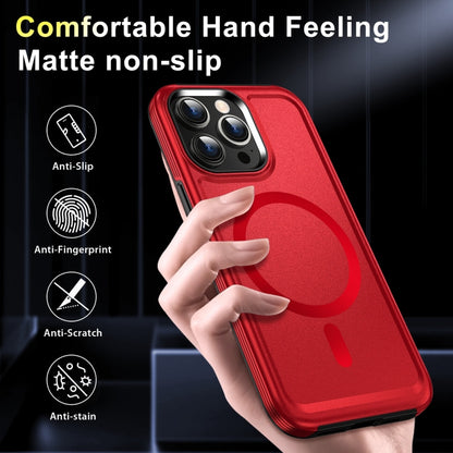 For iPhone 13 Pro Max Shield Armor MagSafe TPU Hybrid PC Phone Case(Red) - iPhone 13 Pro Max Cases by PMC Jewellery | Online Shopping South Africa | PMC Jewellery