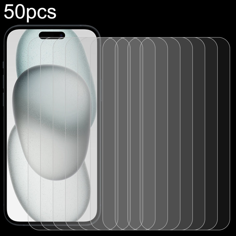 For iPhone 15 / 15 Pro 50pcs 0.26mm 9H 2.5D Tempered Glass Film - iPhone 15 Tempered Glass by PMC TechLife | Online Shopping South Africa | PMC TechLife | Buy Now Pay Later Mobicred