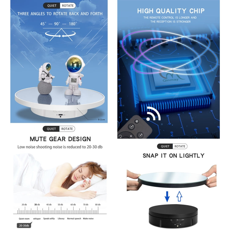 22cm Mirror Electric Rotating Display Stand Live Video Shooting Props Turntable With Remote Control(White) -  by PMC TechLife | Online Shopping South Africa | PMC TechLife | Buy Now Pay Later Mobicred