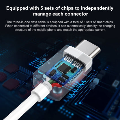 PISEN 1.2m 3A 3 in 1 USB to 8 Pin + Type-C + Micro USB Data Cable - Multifunction Cable by PMC Jewellery | Online Shopping South Africa | PMC Jewellery | Buy Now Pay Later Mobicred