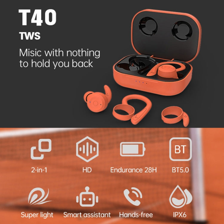 T&G T40 TWS IPX6 Waterproof Hanging Ear Wireless Bluetooth Earphones with Charging Box(Pink) - free shipping - PMC Jewellery - Order now!