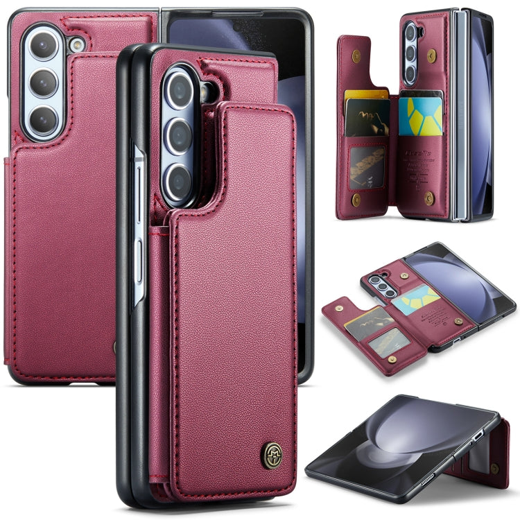 For Samsung Galaxy Z Fold5 CaseMe C22 PC+TPU Business Style RFID Anti-theft Leather Phone Case(Wine Red) - Galaxy Z Fold5 Cases by CaseMe | Online Shopping South Africa | PMC Jewellery | Buy Now Pay Later Mobicred