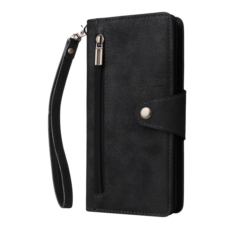 For Google Pixel 8 Pro Rivet Buckle 9 Cards Three Fold Leather Phone Case(Black) - Google Cases by PMC TechLife | Online Shopping South Africa | PMC TechLife | Buy Now Pay Later Mobicred