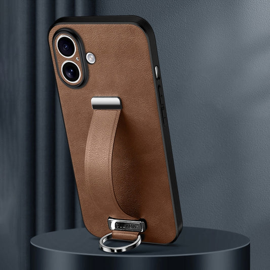 For iPhone 16 Plus SULADA Tide Cool Series PC + Leather Texture Skin Feel Phone Case(Brown) - iPhone 16 Plus Cases by SULADA | Online Shopping South Africa | PMC Jewellery | Buy Now Pay Later Mobicred