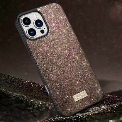 For iPhone 16 Pro Max SULADA Glittery PC Hybrid TPU Handmade Leather Phone Case(Colorful) - iPhone 16 Pro Max Cases by SULADA | Online Shopping South Africa | PMC Jewellery | Buy Now Pay Later Mobicred