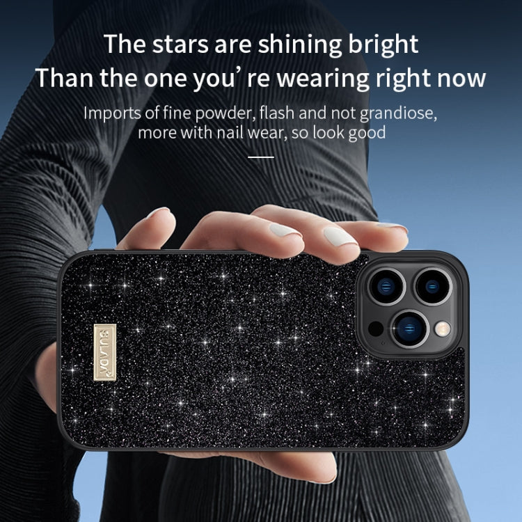 For iPhone 15 SULADA Glittery PC Hybrid TPU Handmade Leather Phone Case(Gold) - free shipping - PMC Jewellery - Order now!