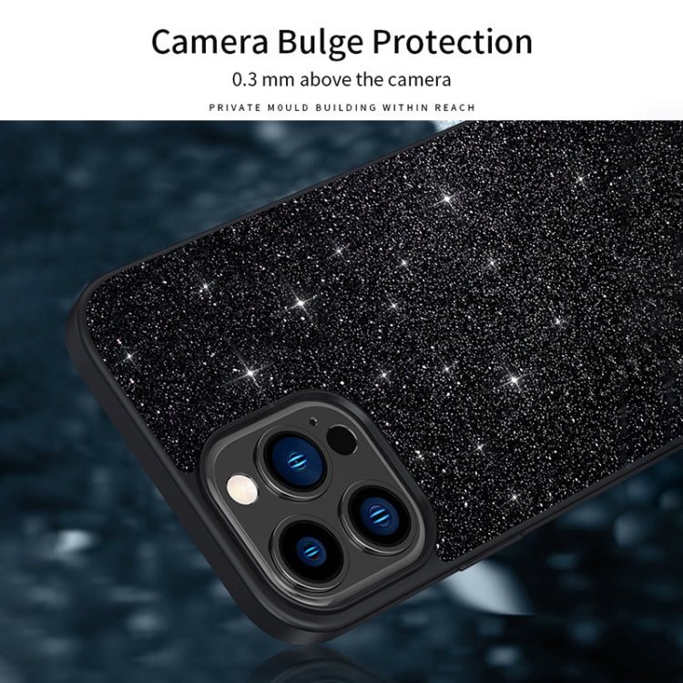 For iPhone 16 SULADA Glittery PC Hybrid TPU Handmade Leather Phone Case(Black) - free shipping - PMC Jewellery - Order now!