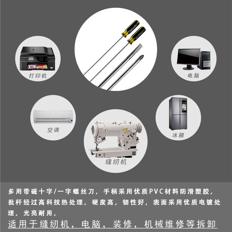 Extended Screwdriver 12 inch Cross-shaped Screwdriver Special Long Magnetic Sewing Machine Machine Repair Screwdriver(One Word) - Screwdriver by PMC TechLife | Online Shopping South Africa | PMC TechLife