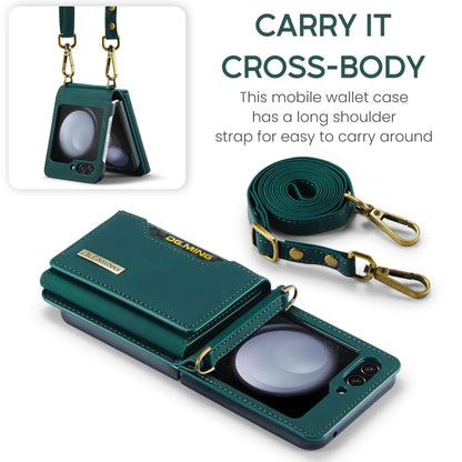 For Samsung Galaxy Z Flip5 5G DG.MING M2 Series Card Bag Magnetic Leather Phone Case(Green) - Galaxy Z Flip5 Cases by DG.MING | Online Shopping South Africa | PMC Jewellery