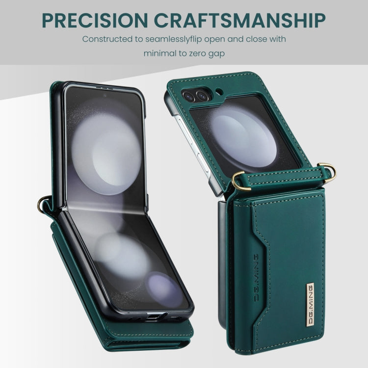 For Samsung Galaxy Z Flip5 5G DG.MING M2 Series Card Bag Magnetic Leather Phone Case(Green) - Galaxy Z Flip5 Cases by DG.MING | Online Shopping South Africa | PMC TechLife | Buy Now Pay Later Mobicred