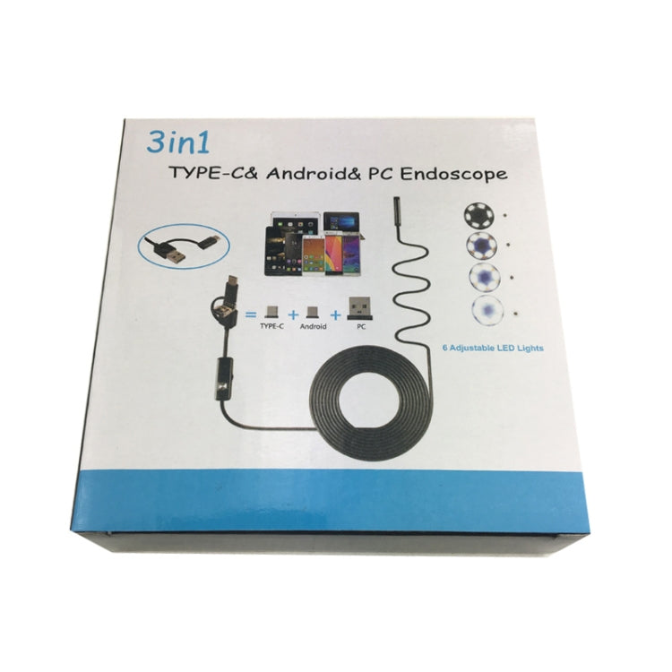 AN100 3 in 1 IP67 Waterproof USB-C / Type-C + Micro USB + USB HD Endoscope Snake Tube Inspection Camera for Parts of OTG Function Android Mobile Phone, with 6 LEDs, Lens Diameter:5.5mm(Length: 2m) -  by PMC Jewellery | Online Shopping South Africa | PMC Jewellery | Buy Now Pay Later Mobicred