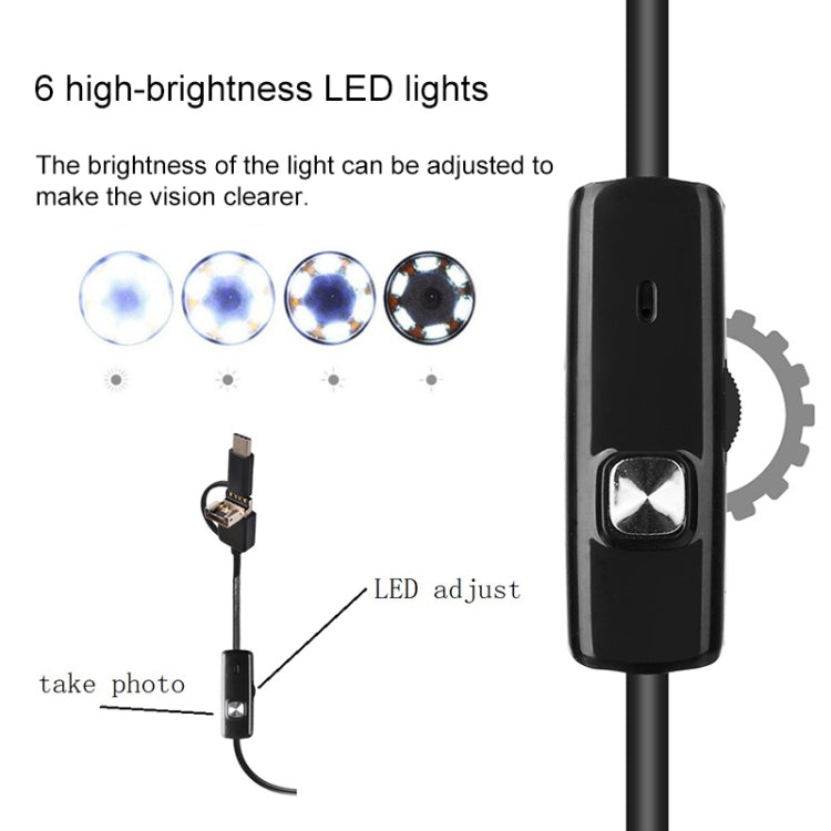 AN100 3 in 1 IP67 Waterproof USB-C / Type-C + Micro USB + USB HD Endoscope Snake Tube Inspection Camera for Parts of OTG Function Android Mobile Phone, with 6 LEDs, Lens Diameter:5.5mm(Length: 5m) -  by PMC Jewellery | Online Shopping South Africa | PMC Jewellery | Buy Now Pay Later Mobicred