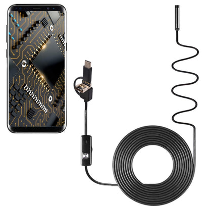 AN100 3 in 1 IP67 Waterproof USB-C / Type-C + Micro USB + USB HD Endoscope Snake Tube Inspection Camera for Parts of OTG Function Android Mobile Phone, with 6 LEDs, Lens Diameter:5.5mm(Length: 10m) -  by PMC Jewellery | Online Shopping South Africa | PMC Jewellery | Buy Now Pay Later Mobicred