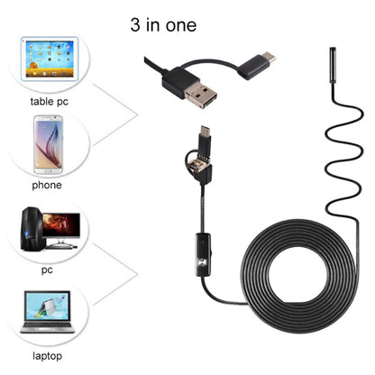 AN100 3 in 1 IP67 Waterproof USB-C / Type-C + Micro USB + USB HD Endoscope Snake Tube Inspection Camera for Parts of OTG Function Android Mobile Phone, with 6 LEDs, Lens Diameter:5.5mm(Length: 10m) -  by PMC Jewellery | Online Shopping South Africa | PMC Jewellery | Buy Now Pay Later Mobicred