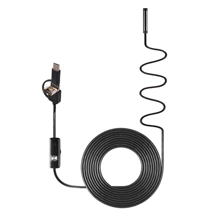 AN100 3 in 1 IP67 Waterproof USB-C / Type-C + Micro USB + USB HD Endoscope Snake Tube Inspection Camera for Parts of OTG Function Android Mobile Phone, with 6 LEDs, Lens Diameter:7mm(Length: 2m) -  by PMC Jewellery | Online Shopping South Africa | PMC Jewellery | Buy Now Pay Later Mobicred