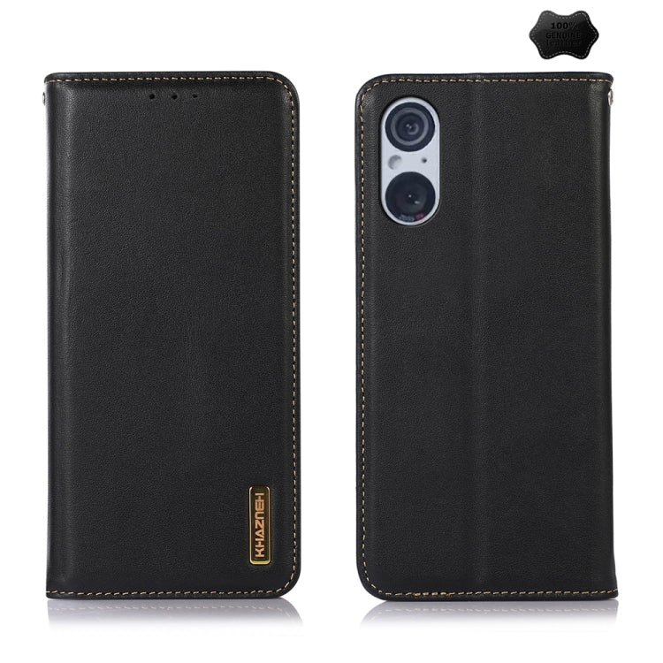 For Sony Xperia 5 V KHAZNEH Nappa Top Layer Cowhide Leather Phone Case(Black) - Sony Cases by PMC TechLife | Online Shopping South Africa | PMC TechLife | Buy Now Pay Later Mobicred