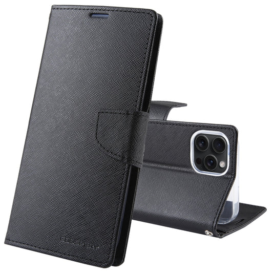 For iPhone 15 Pro Max GOOSPERY FANCY DIARY Cross Texture Leather Phone Case(Black) - iPhone 15 Pro Max Cases by GOOSPERY | Online Shopping South Africa | PMC Jewellery | Buy Now Pay Later Mobicred