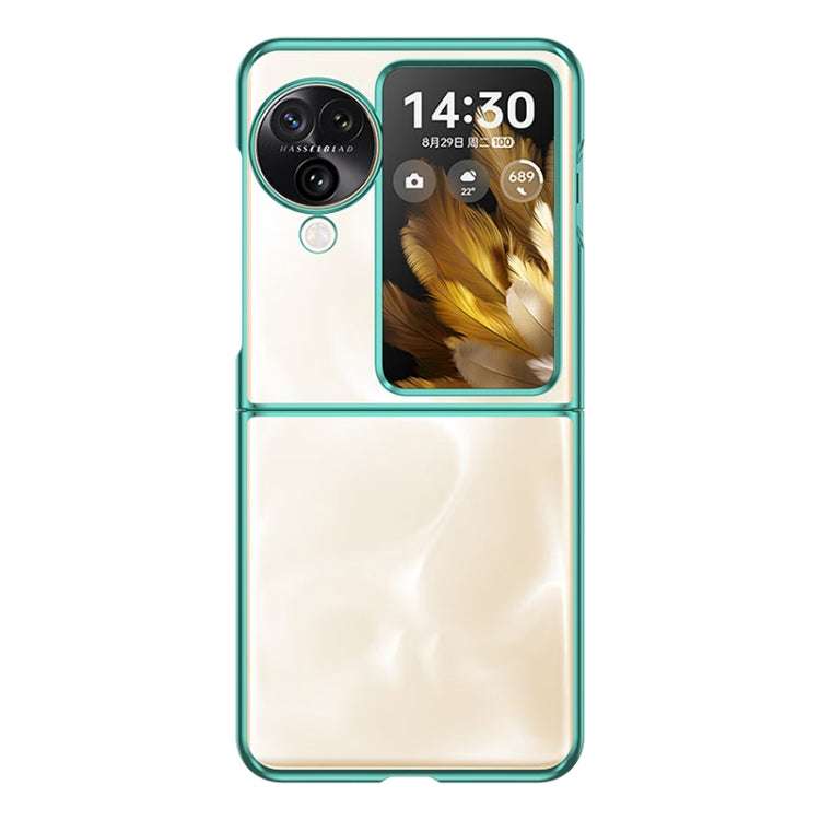 For OPPO Find N3 Flip Full Coverage Electroplate PC Transparent Phone Case(Green) - Find N3 Flip Cases by PMC Jewellery | Online Shopping South Africa | PMC Jewellery | Buy Now Pay Later Mobicred