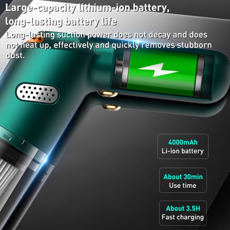 KBN-010 10000Pa Powerful Car Cordless Vacuum Cleaner Handheld Cleaning Tool, Spec:Standard Version(Dark Green) - Vacuum Cleaner by PMC TechLife | Online Shopping South Africa | PMC TechLife | Buy Now Pay Later Mobicred