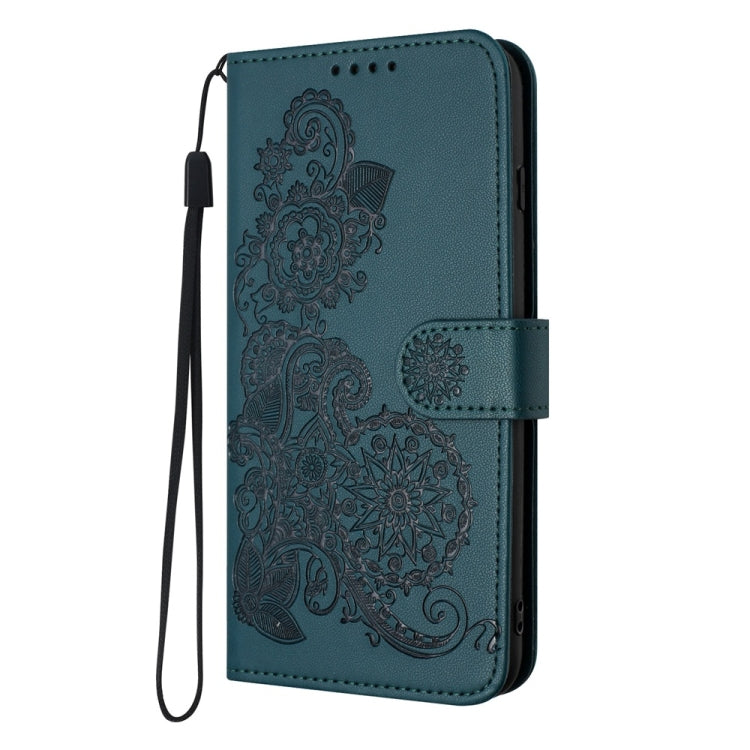 For Motorola Moto G Power 5G 2024 Datura Flower Embossed Flip Leather Phone Case(Dark Green) - Motorola Cases by PMC Jewellery | Online Shopping South Africa | PMC Jewellery | Buy Now Pay Later Mobicred