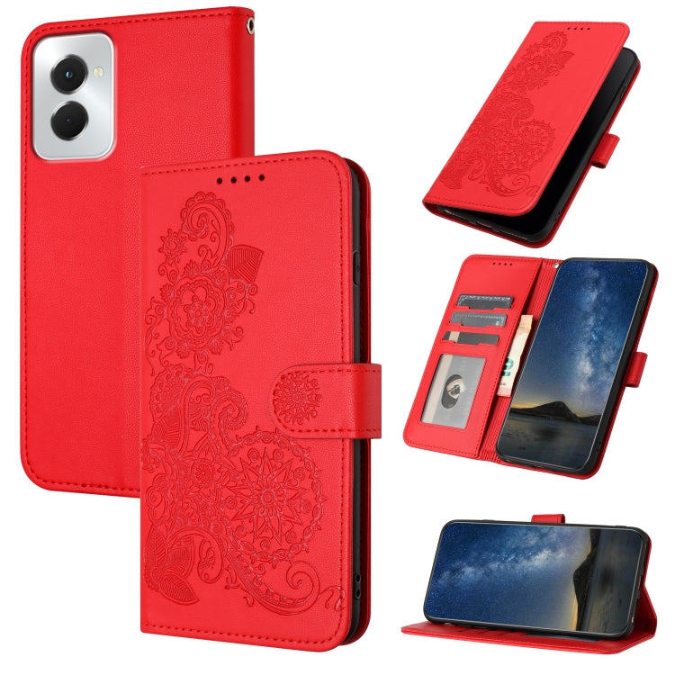 For Motorola Moto G Power 5G 2024 Datura Flower Embossed Flip Leather Phone Case(Red) - Motorola Cases by PMC Jewellery | Online Shopping South Africa | PMC Jewellery | Buy Now Pay Later Mobicred