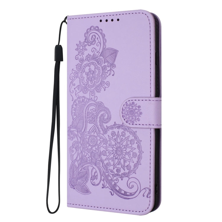 For Motorola Moto G Power 5G 2024 Datura Flower Embossed Flip Leather Phone Case(Purple) - Motorola Cases by PMC Jewellery | Online Shopping South Africa | PMC Jewellery | Buy Now Pay Later Mobicred
