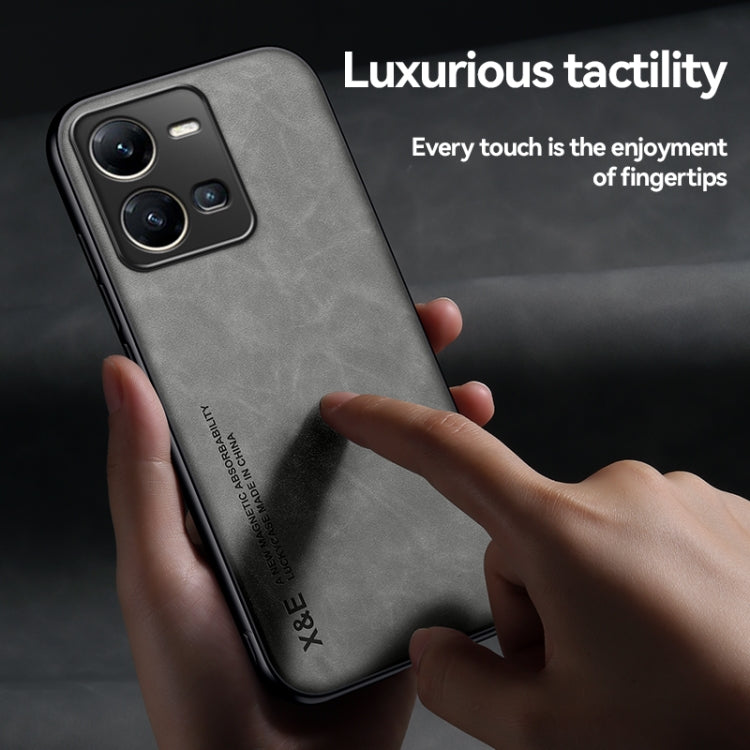 For vivo X100 Pro Skin Feel Magnetic Leather Back Phone Case(Dark Grey) - X100 Pro Cases by PMC Jewellery | Online Shopping South Africa | PMC Jewellery
