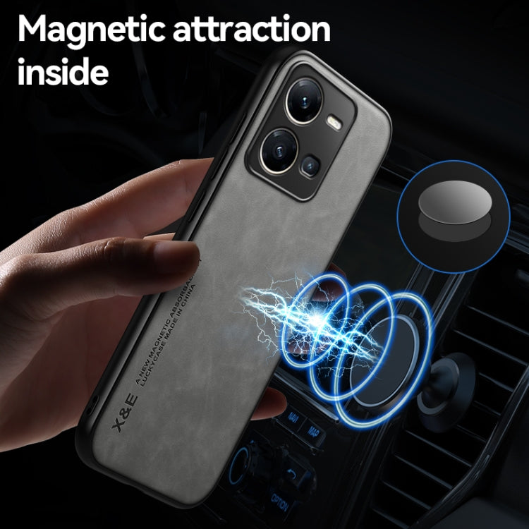 For vivo iQOO 12 Pro Skin Feel Magnetic Leather Back Phone Case(Dark Grey) - iQOO 12 Pro Cases by PMC TechLife | Online Shopping South Africa | PMC TechLife