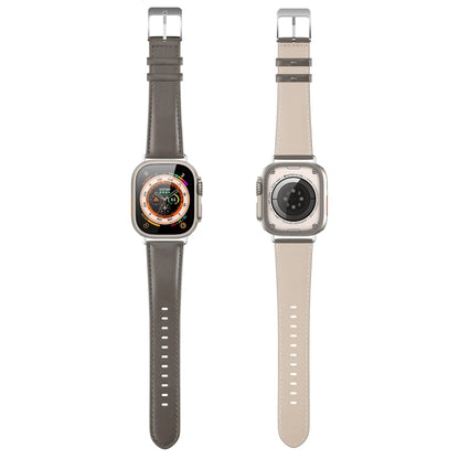 For Apple Watch SE 2023 44mm DUX DUCIS YS Series Genuine Leather Watch Band(Grey) - Watch Bands by DUX DUCIS | Online Shopping South Africa | PMC Jewellery | Buy Now Pay Later Mobicred