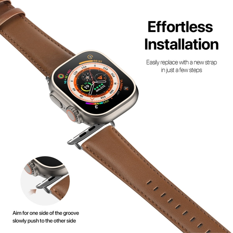 For Apple Watch SE 2023 44mm DUX DUCIS YS Series Genuine Leather Watch Band(Brown) - Watch Bands by DUX DUCIS | Online Shopping South Africa | PMC Jewellery | Buy Now Pay Later Mobicred