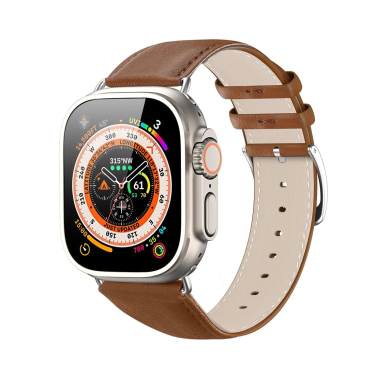 For Apple Watch 8 41mm DUX DUCIS YS Series Genuine Leather Watch Band(Brown) - Watch Bands by DUX DUCIS | Online Shopping South Africa | PMC Jewellery | Buy Now Pay Later Mobicred