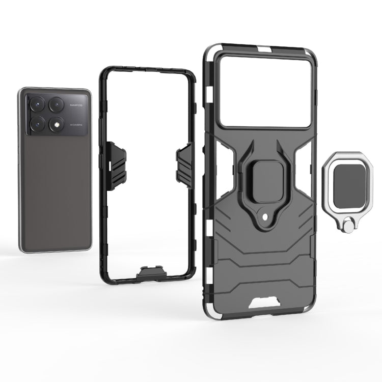 For Xiaomi Redmi K70E Shockproof PC + TPU Holder Phone Case(Black) - K70E Cases by PMC Jewellery | Online Shopping South Africa | PMC Jewellery | Buy Now Pay Later Mobicred