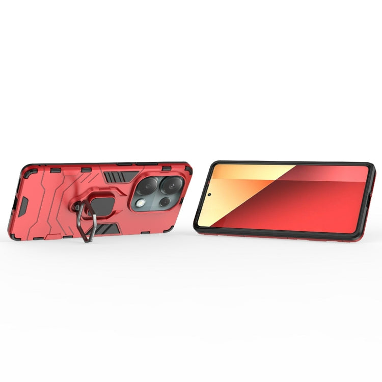 For Xiaomi Redmi Note 13 Pro 4G Global Shockproof PC + TPU Holder Phone Case(Red) - Note 13 Pro Cases by PMC Jewellery | Online Shopping South Africa | PMC Jewellery | Buy Now Pay Later Mobicred