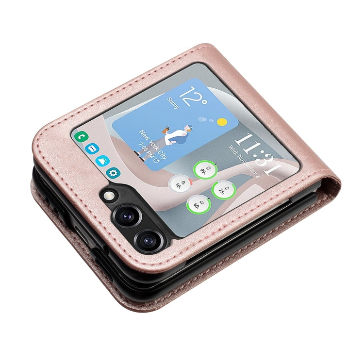 For Samsung Galaxy Z Flip5 5G Datura Flower Embossed Flip Leather Phone Case(Rose Gold) - Galaxy Z Flip5 Cases by PMC TechLife | Online Shopping South Africa | PMC TechLife