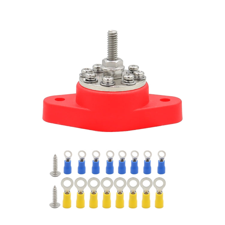 5/16 inch M8 RV Yacht 8-way Terminal Stud with 2pcs M5x20 Screws + Terminals(Red) - Booster Cable & Clip by PMC Jewellery | Online Shopping South Africa | PMC Jewellery | Buy Now Pay Later Mobicred