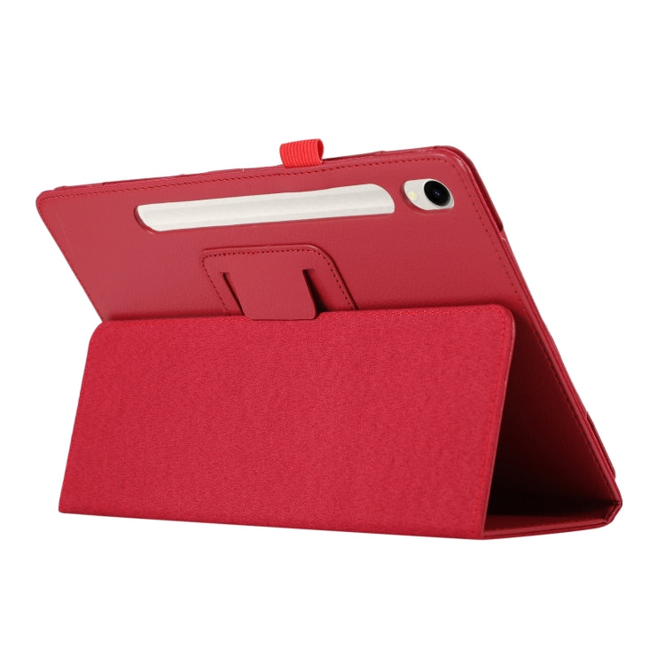 For Samsung Galaxy Tab S9 Litchi Texture Leather Tablet Case with Holder(Red) - Other Galaxy Tab PC by PMC Jewellery | Online Shopping South Africa | PMC Jewellery | Buy Now Pay Later Mobicred