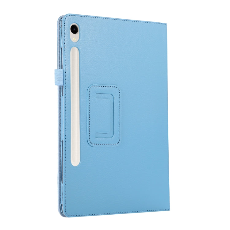 For Samsung Galaxy Tab S9 Litchi Texture Leather Tablet Case with Holder(Sky Blue) - Other Galaxy Tab PC by PMC Jewellery | Online Shopping South Africa | PMC Jewellery | Buy Now Pay Later Mobicred