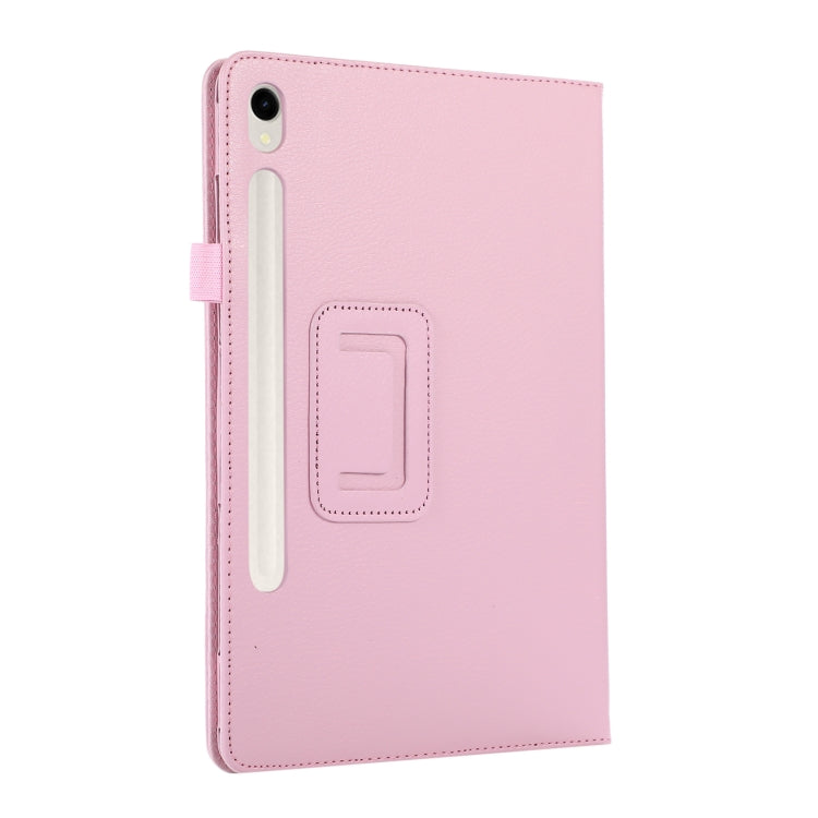 For Samsung Galaxy Tab S9+ / S10+ Litchi Texture Leather Tablet Case with Holder(Pink) - Other Galaxy Tab PC by PMC Jewellery | Online Shopping South Africa | PMC Jewellery | Buy Now Pay Later Mobicred