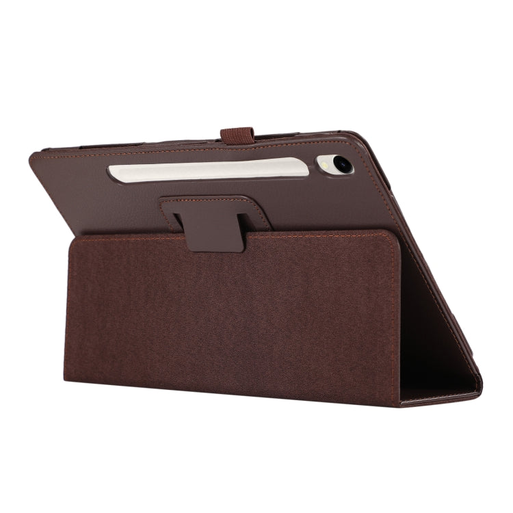 For Samsung Galaxy Tab S9+ / S10+ Litchi Texture Leather Tablet Case with Holder(Brown) - Other Galaxy Tab PC by PMC Jewellery | Online Shopping South Africa | PMC Jewellery | Buy Now Pay Later Mobicred